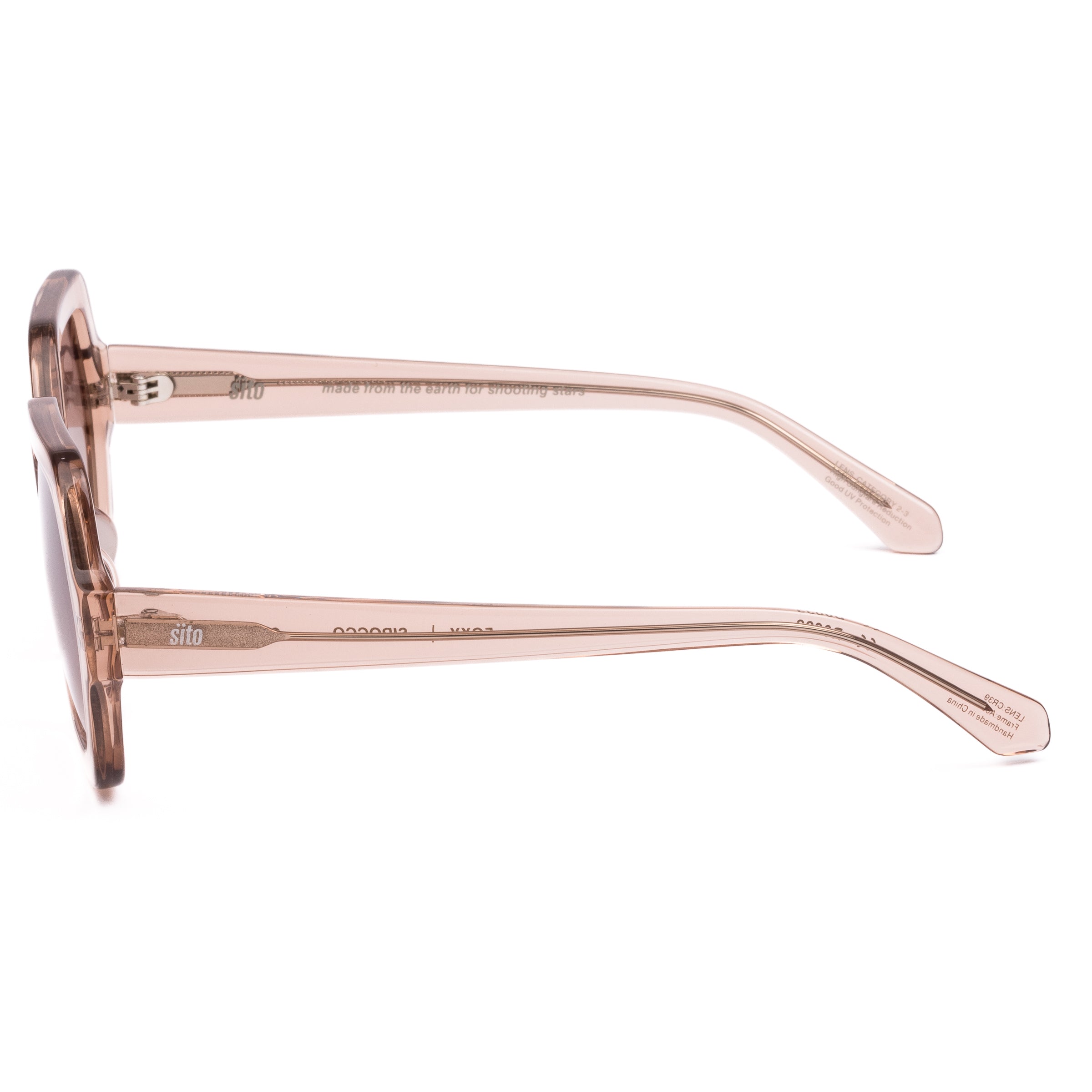 Pink sunglasses with gradient lenses on a white background