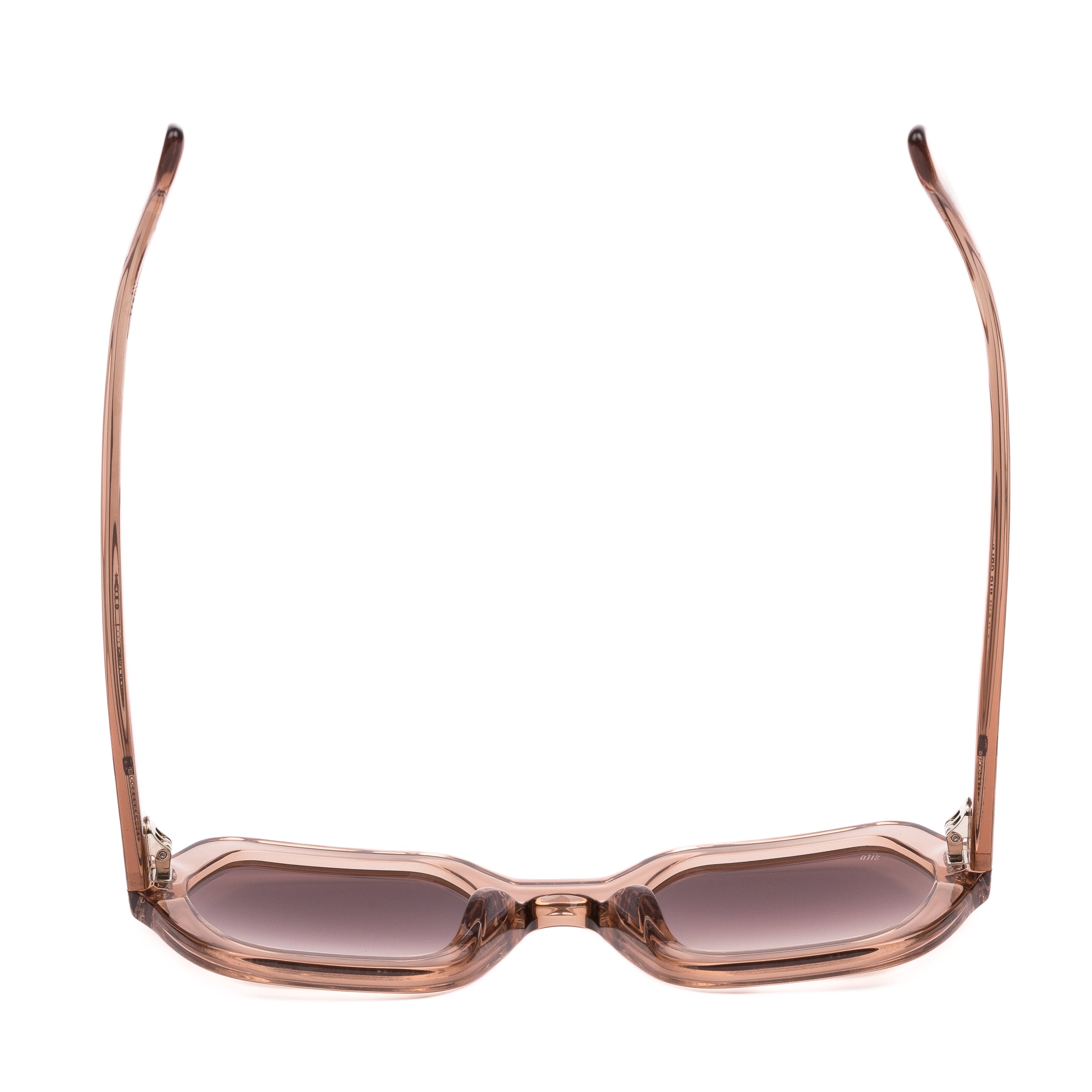 Pink sunglasses with gradient lenses on a white background