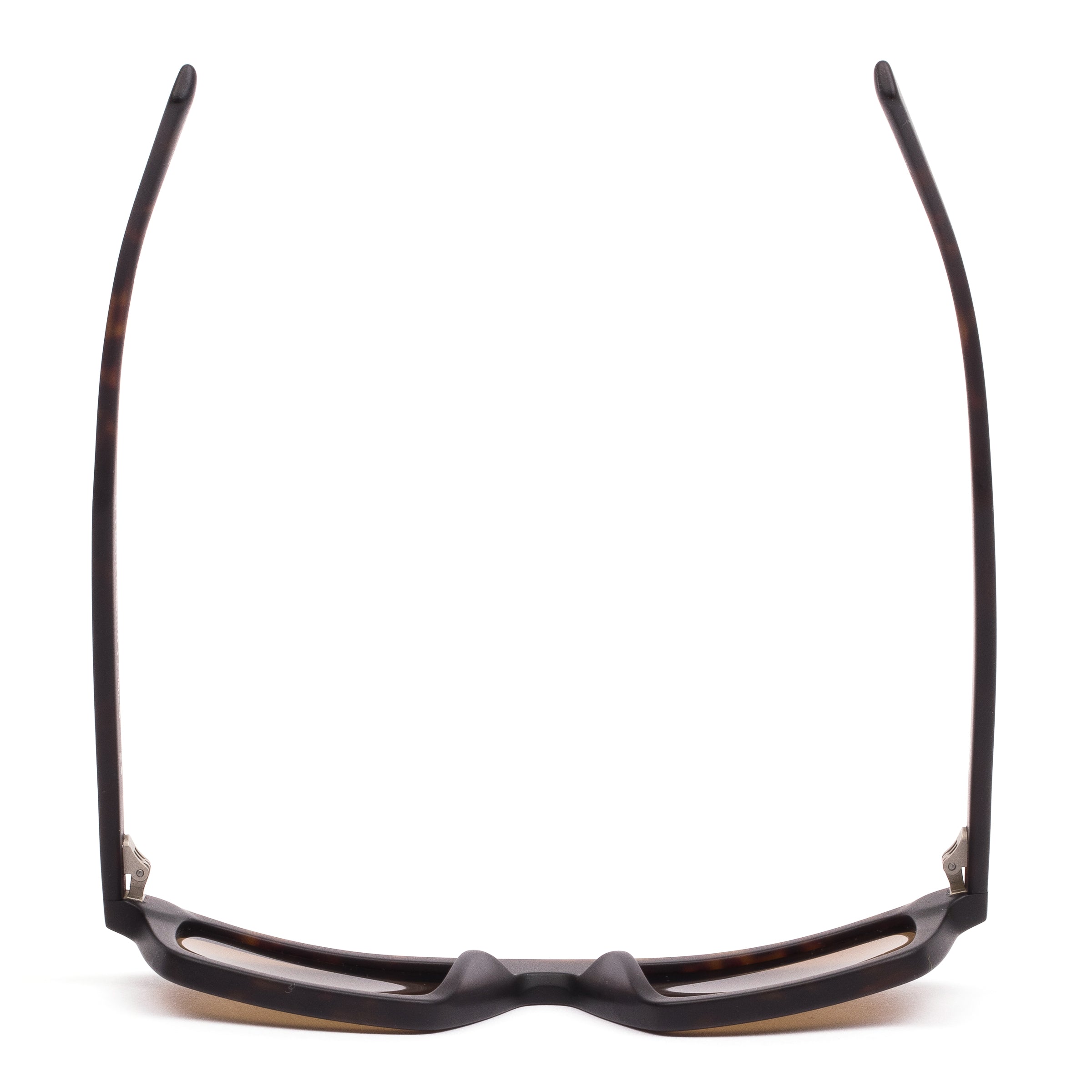 Sunglasses with tortoiseshell frame and brown lenses on a white background