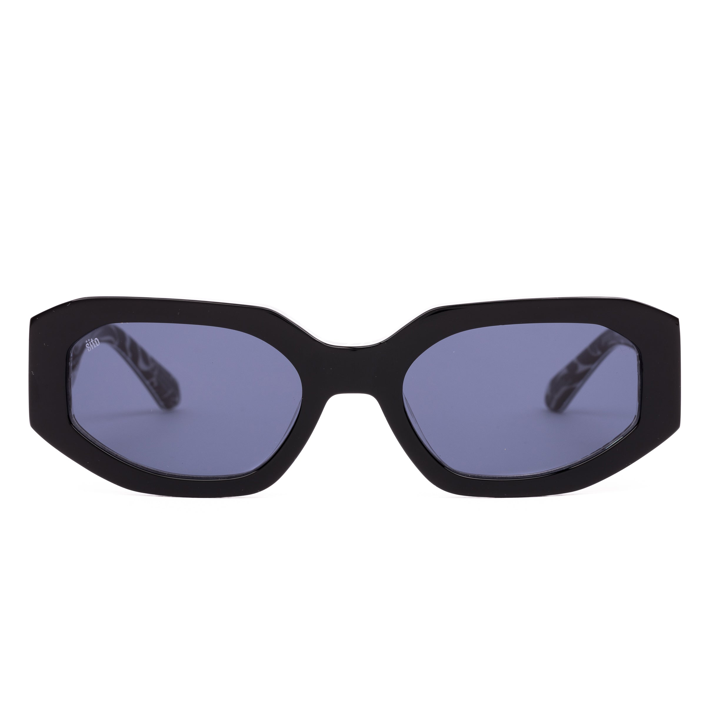 Black sunglasses on a white background
