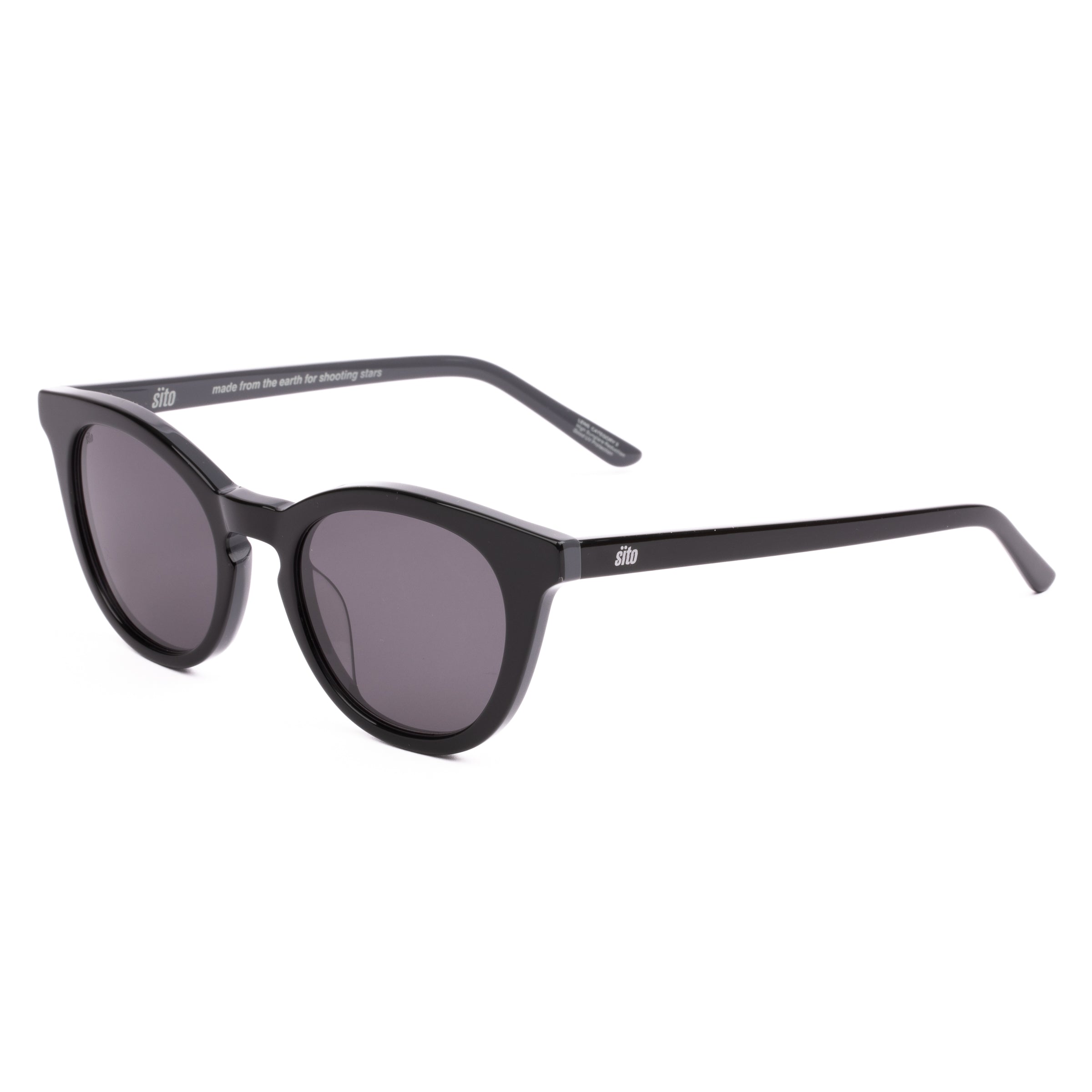 Black sunglasses with a white background