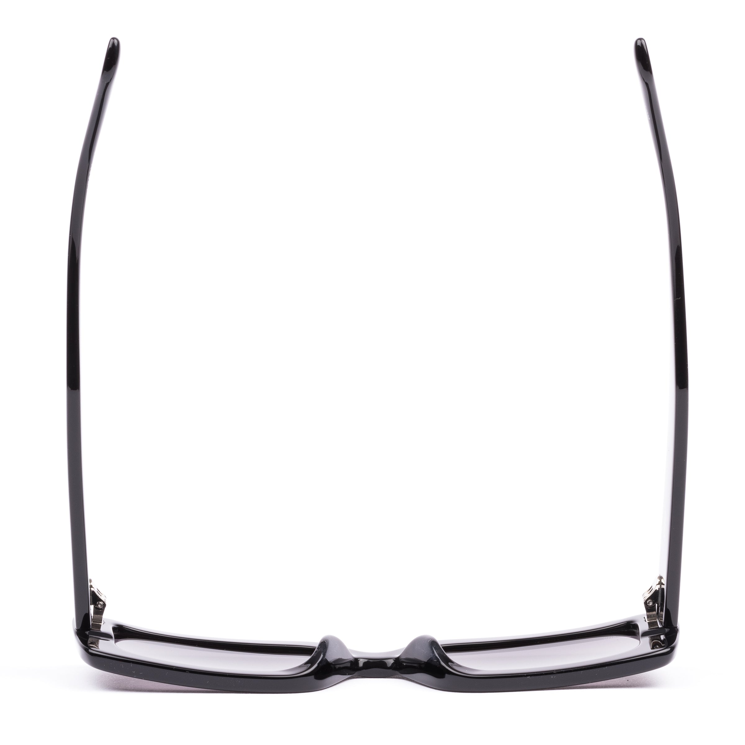 Black sunglasses with gray lenses on a white background