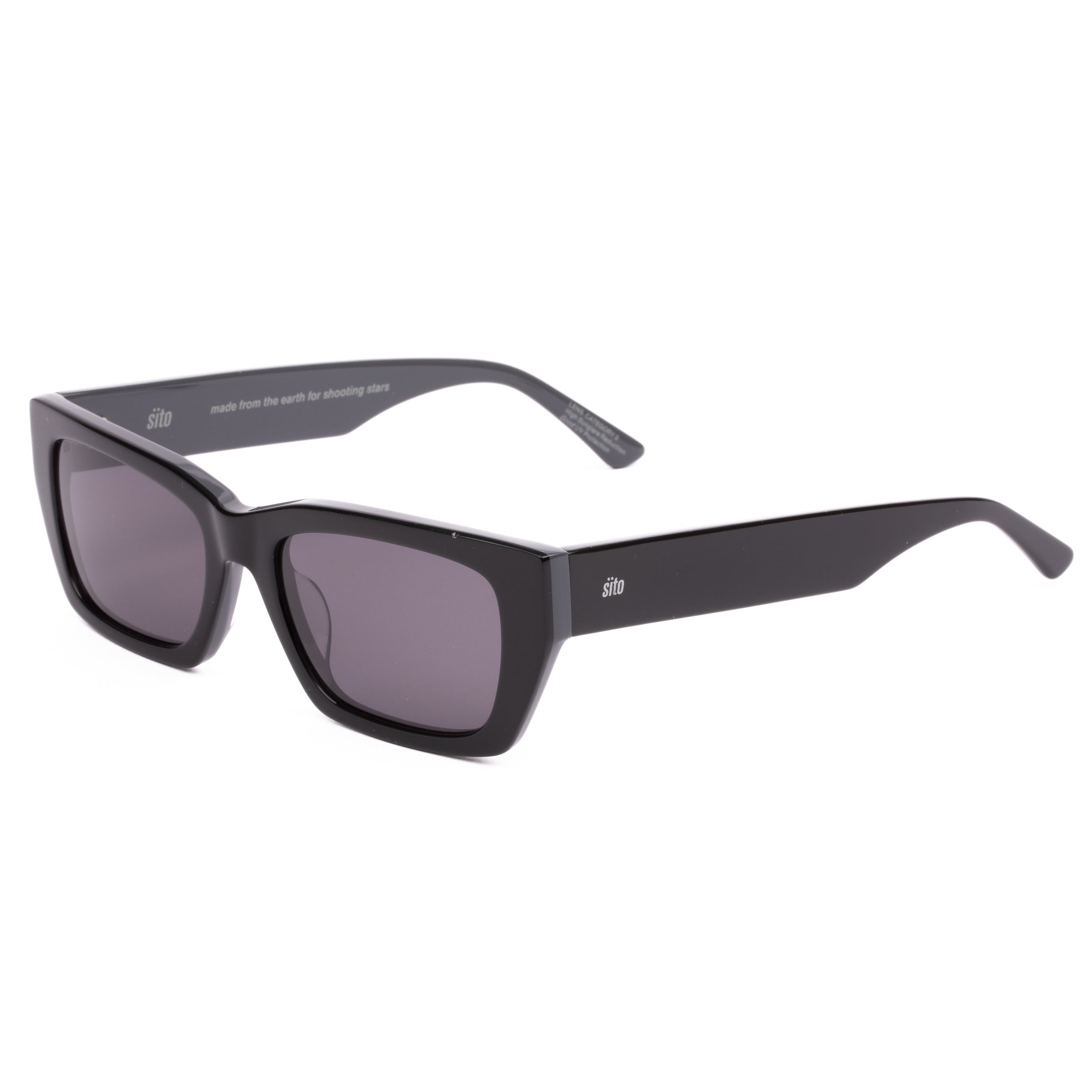Black sunglasses with a white background