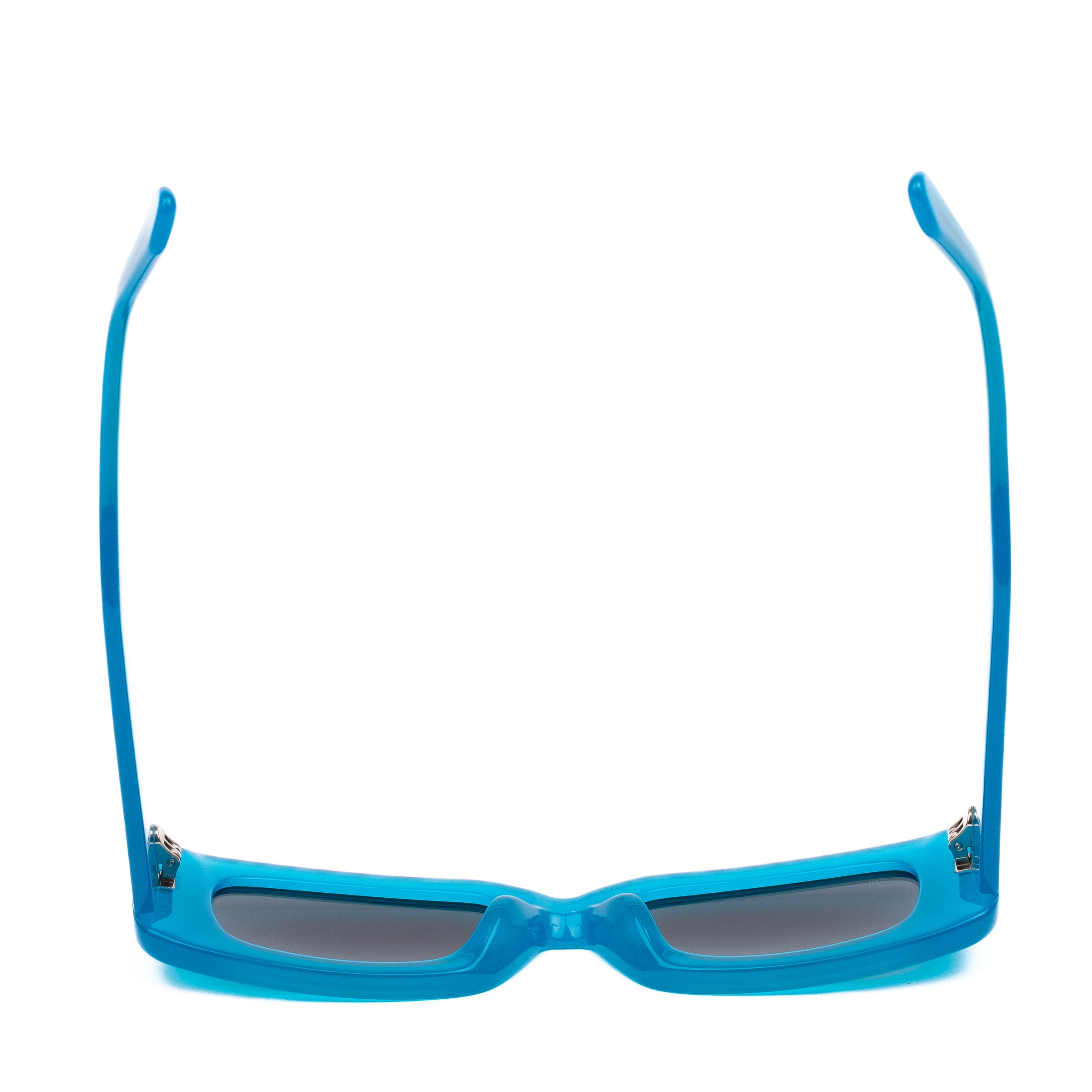 Blue sunglasses with a white background