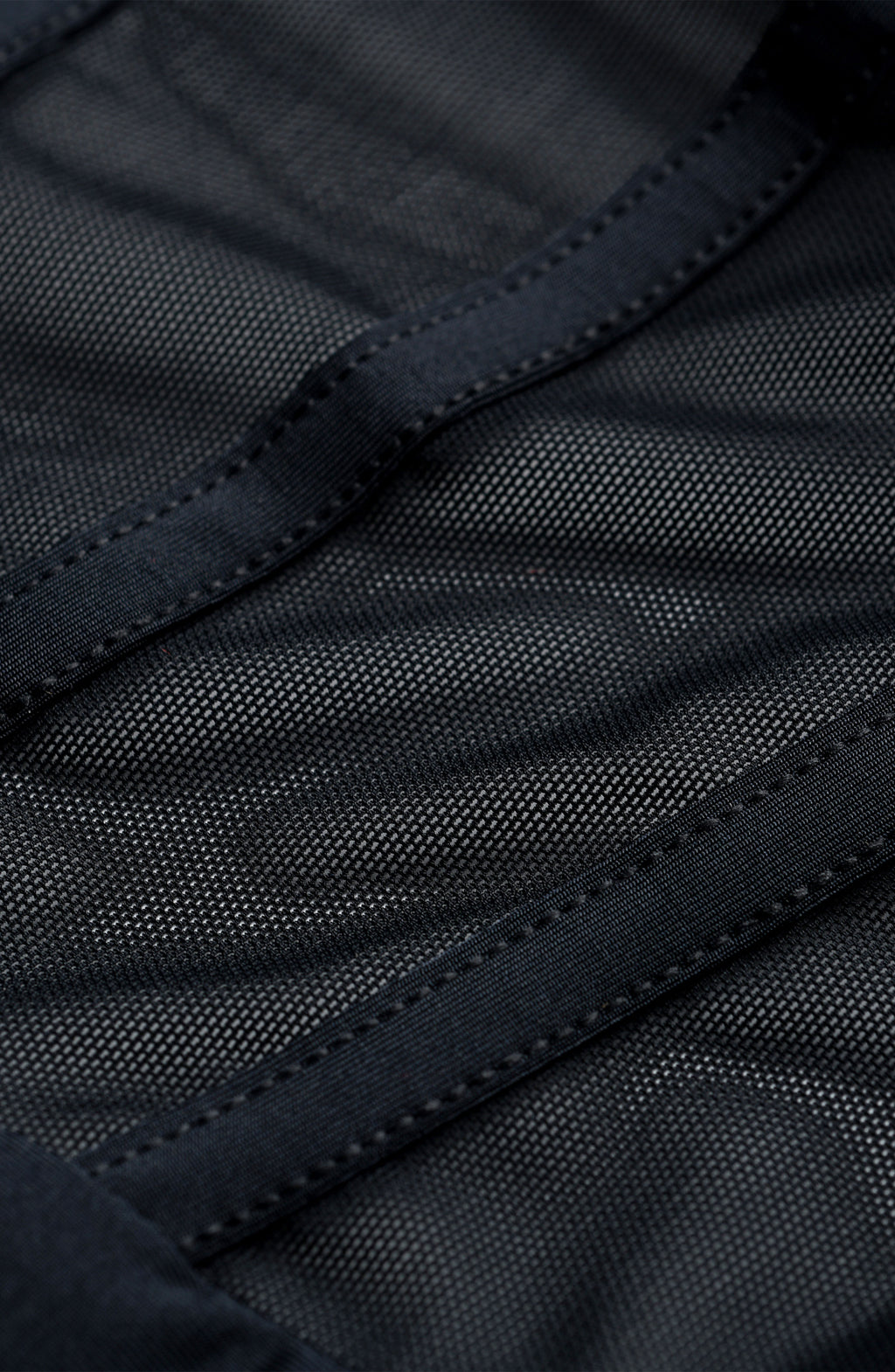 Close-up of black fabric with stitching detail