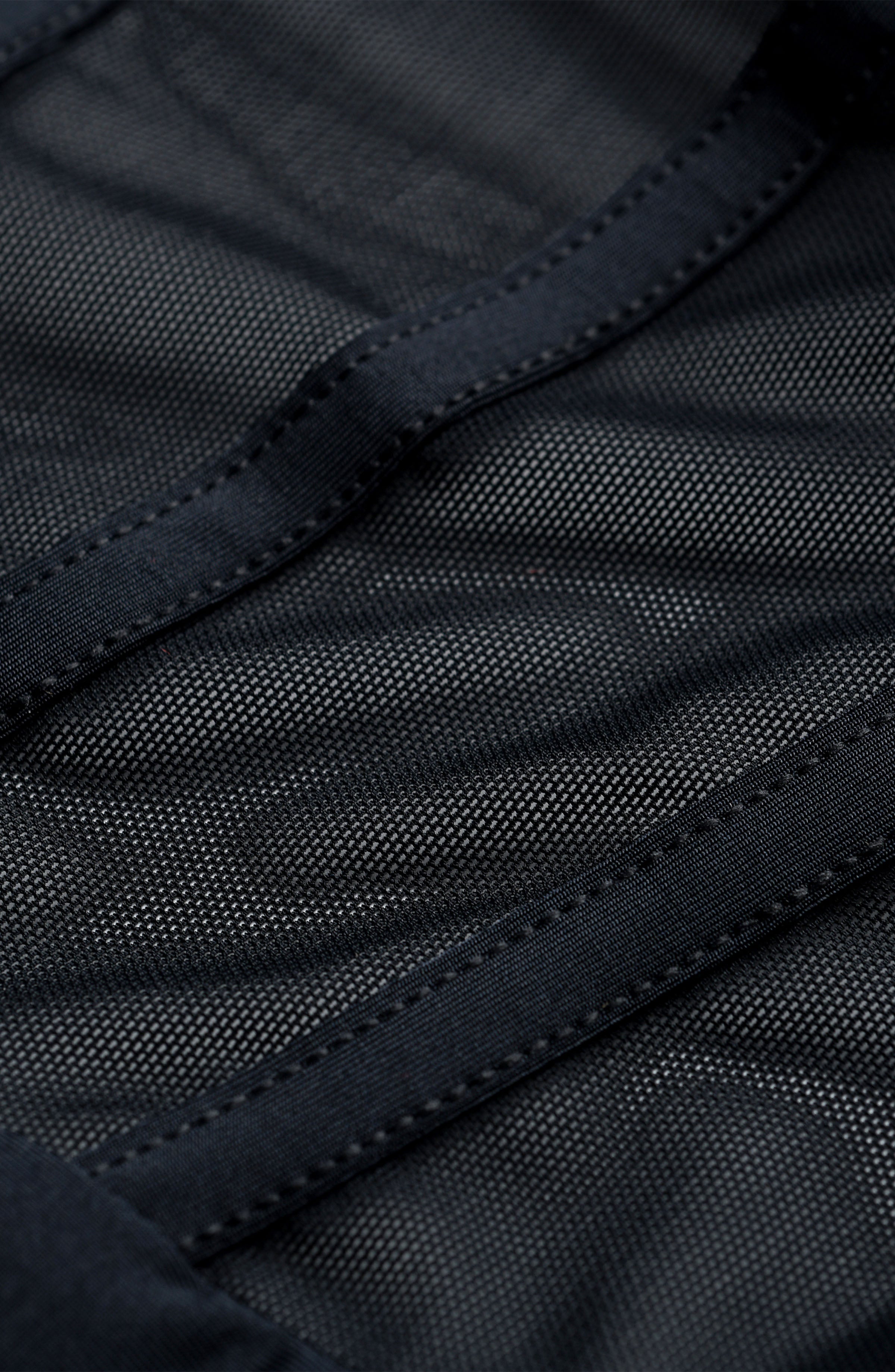 Close-up of black fabric with stitching detail