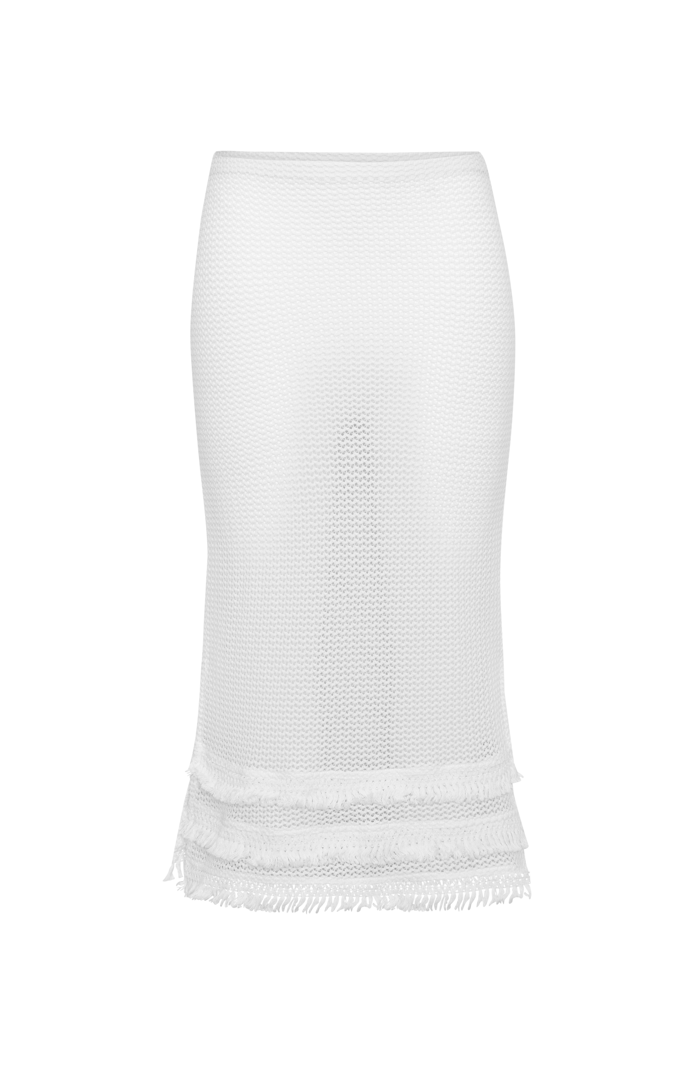 White textured skirt on a white background