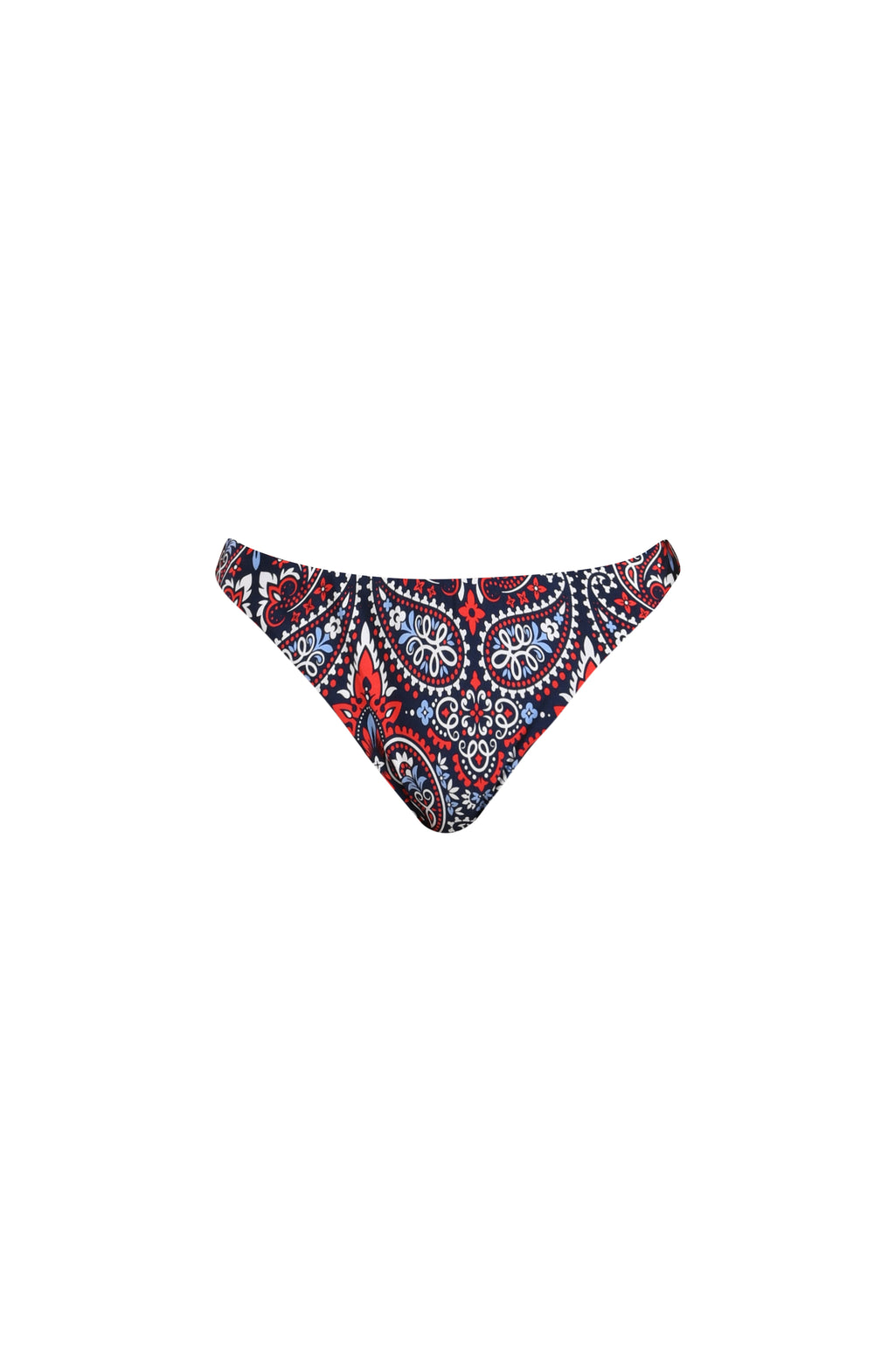Image of a multicolored bikini bottom set against a white background.