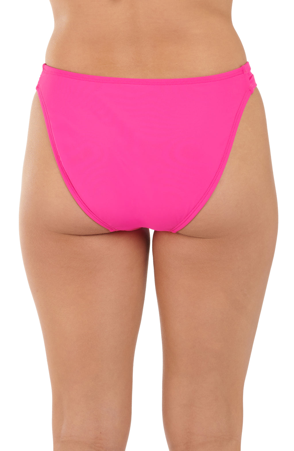 Bright pink bikini bottom on a white background