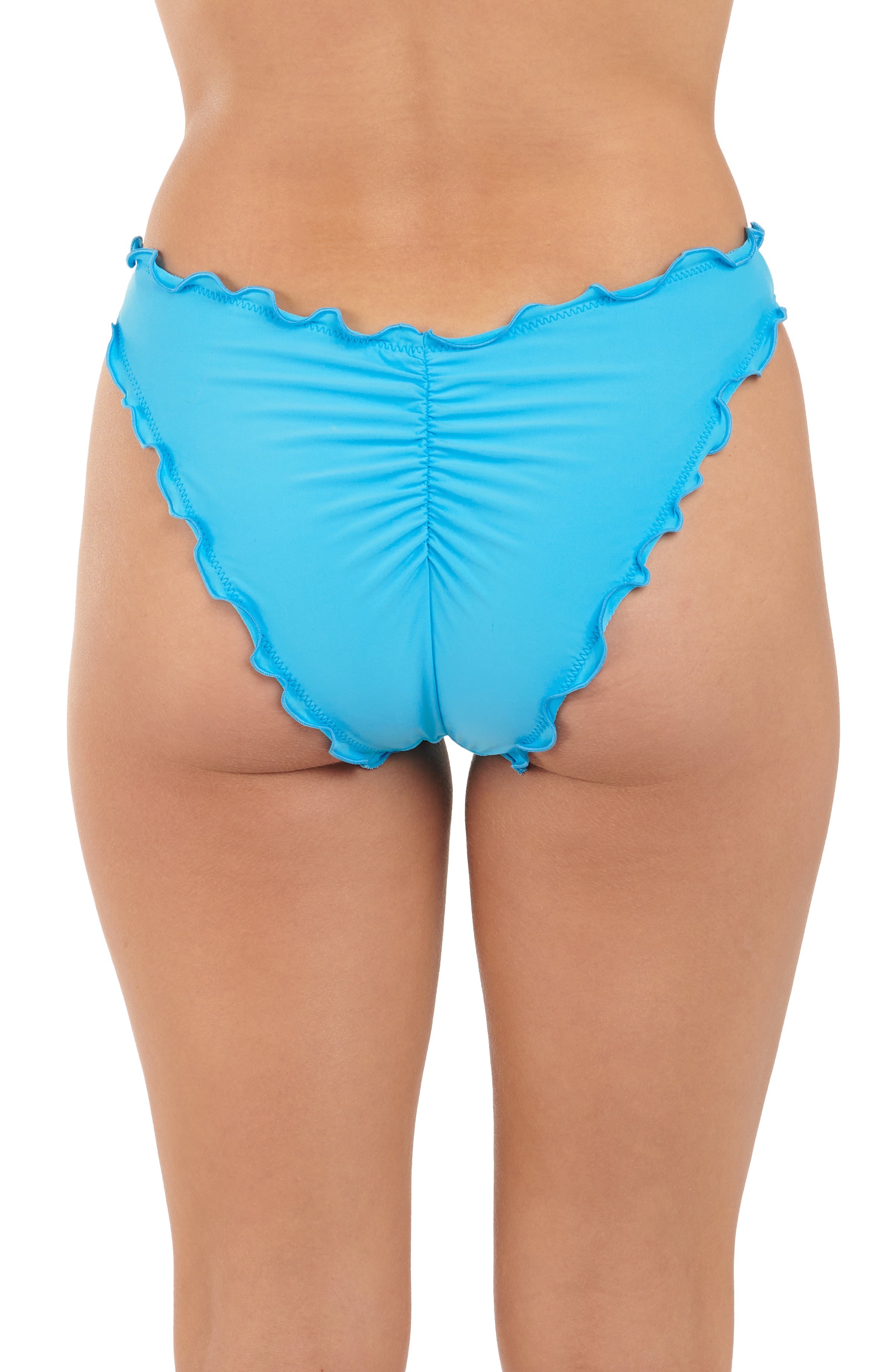 Citrus Solids Scrunch Back Bikini Bottom - Bicycle Blue
