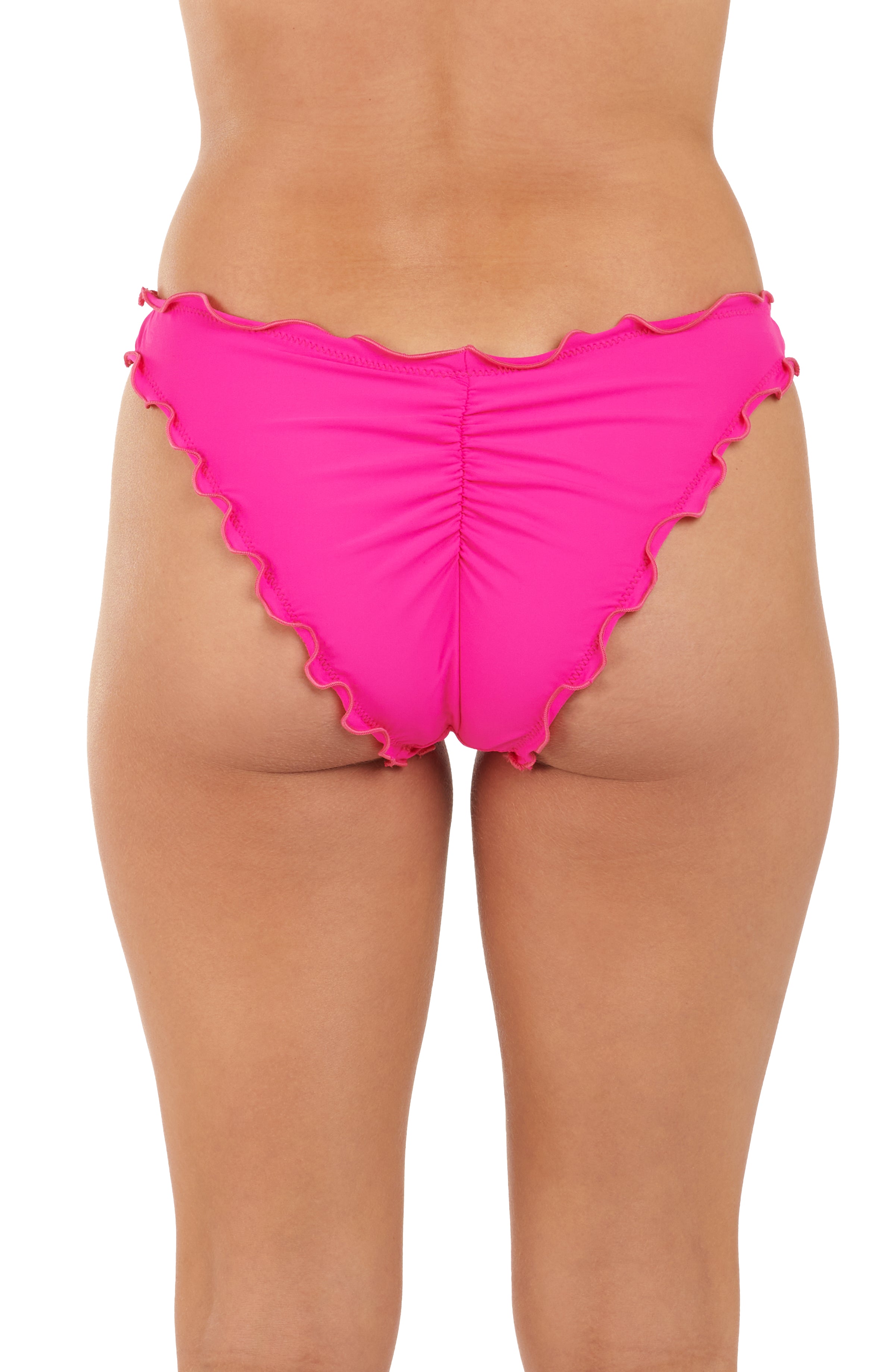 Pink bikini bottom on a white background