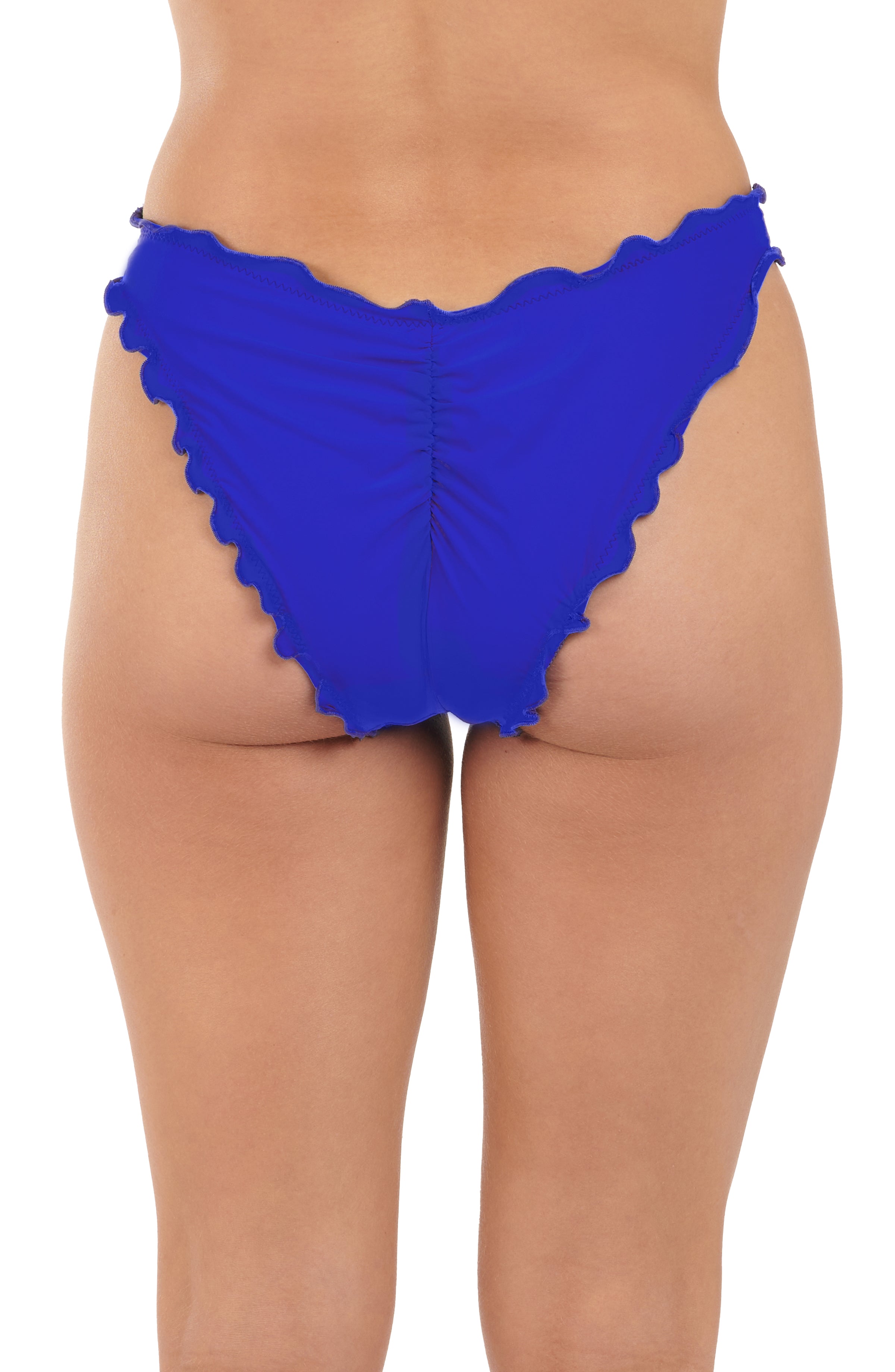 Blue bikini bottom on a white background