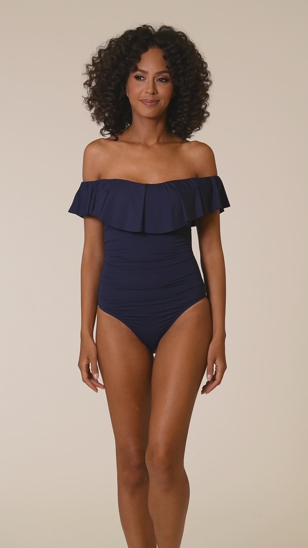 La Blanca Island Goddess Off The Shoulder Ruffle One Piece - Indigo