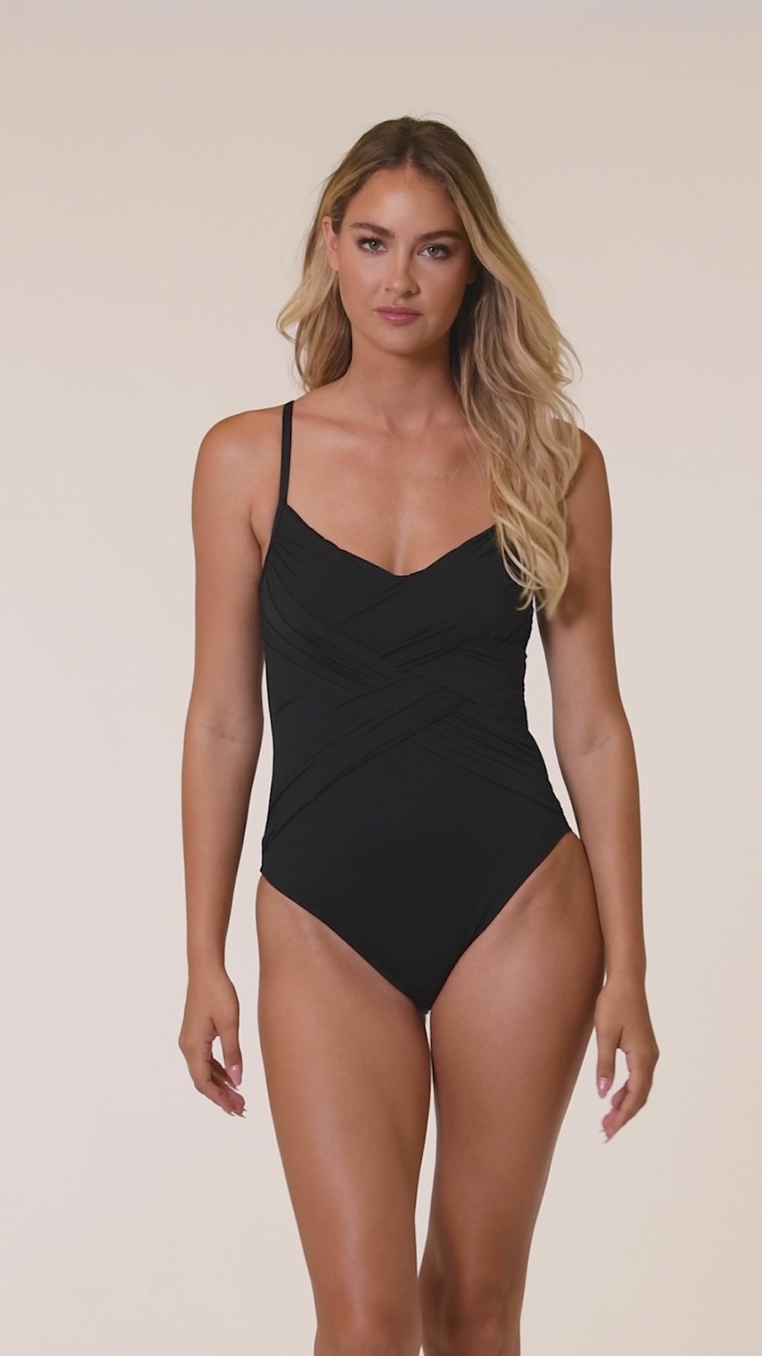 La Blanca Island Goddess Woven Over The Shoulder One Piece - Black
