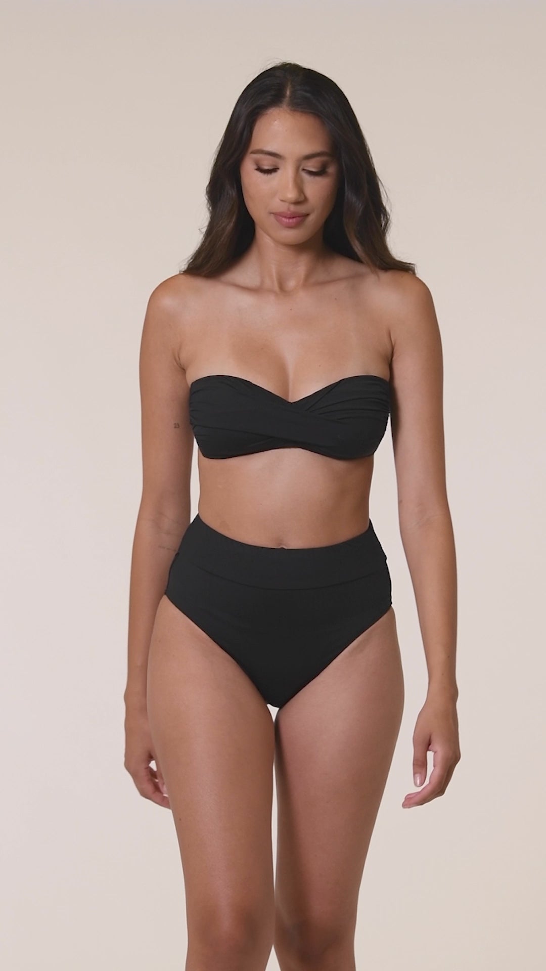 La Blanca Island Goddess High Waist Bikini Bottom - Black